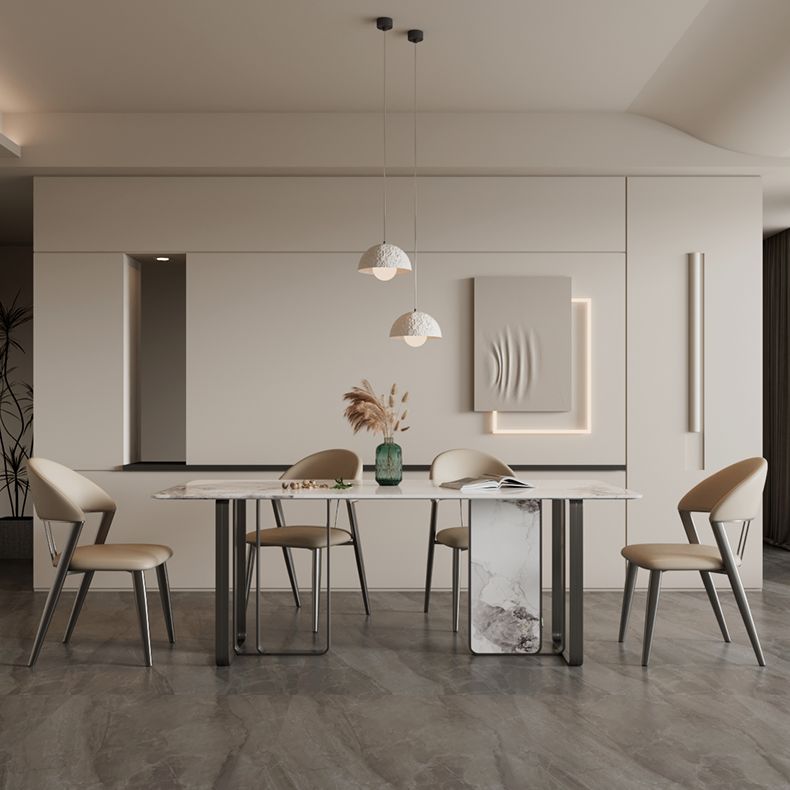 Eigentijdse gestoffeerde armloze stoel huis metalen eetkamerstoel