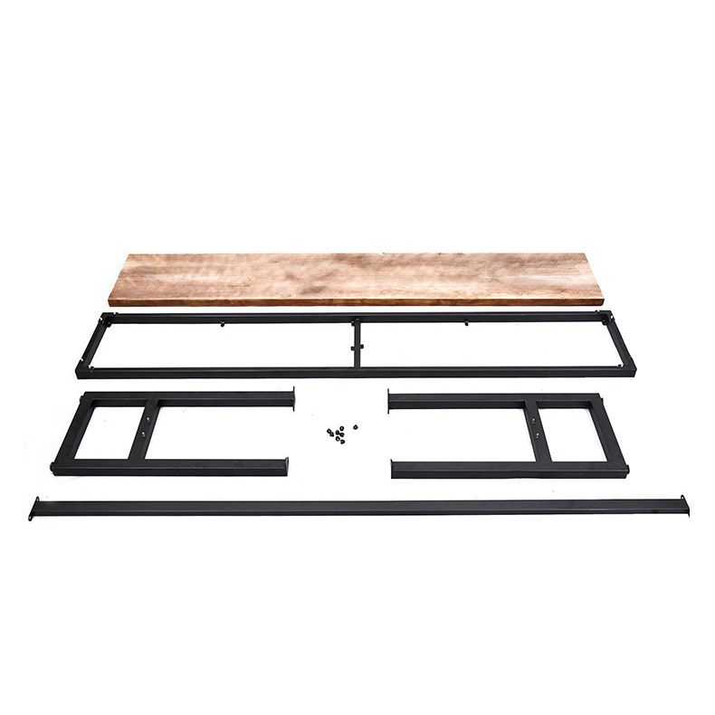 Solid Wood Bar Table Industrial Bar Dining Table with Black Trestle Base Clearhalo 'Bar Furniture' 'Bar Tables' 'bar_tables' 'furn' 'furn_bar_tables' 'Furniture' 'Kitchen & Dining Furniture' 1200x1200_1f4e43e8-4545-4738-a623-b11990c8c764