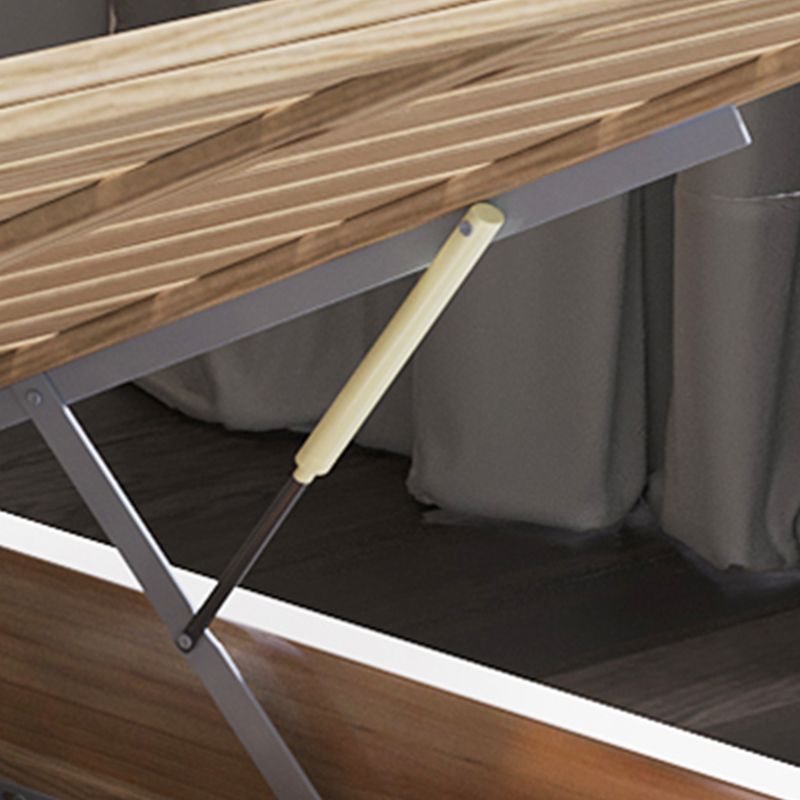 Cama estándar de madera contemporánea con cabecera de panel rectangular