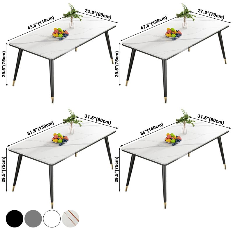 Modern Style Sintered Stone Dining Table 4 Legs Carbon Steel Base Rectangle Table for Home Clearhalo ' dining_table' 'Dining Tables & Seating' 'Dining Tables' 'furn' 'furn_dining_table' 'Furniture' 'furniture_dining_table' 'Kitchen & Dining Furniture' 'kitchen&dining_furn' 'kitchen' 'kitchen_dining_table' 1200x1200_1f52f679-a0ef-477f-b088-09cefdec23e6