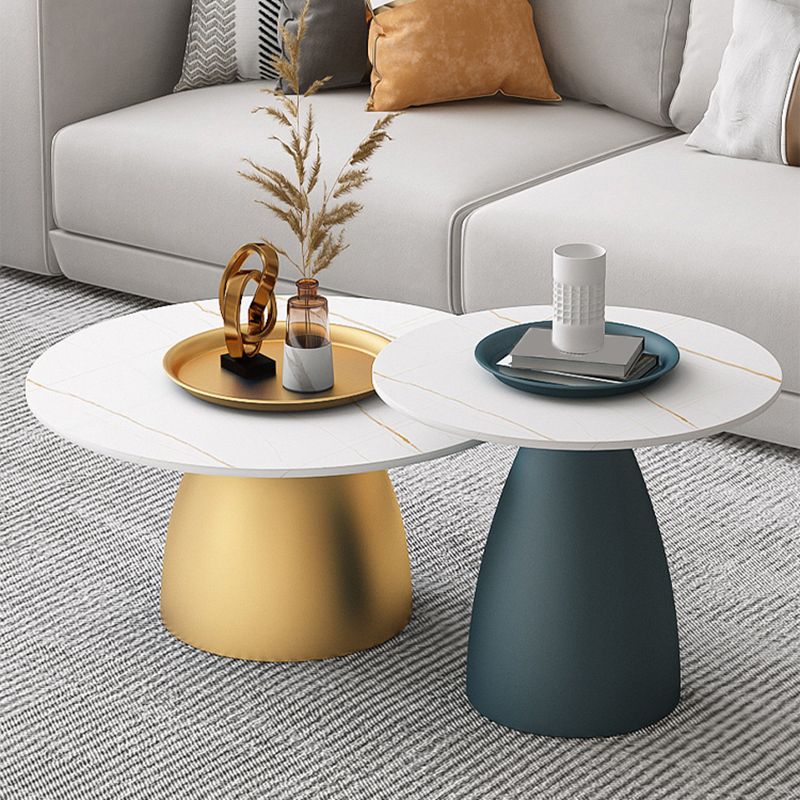 Table basse de fer moderne / pierre moderne du milieu du siècle Dia 23,6 "/31,5" table de cocktails