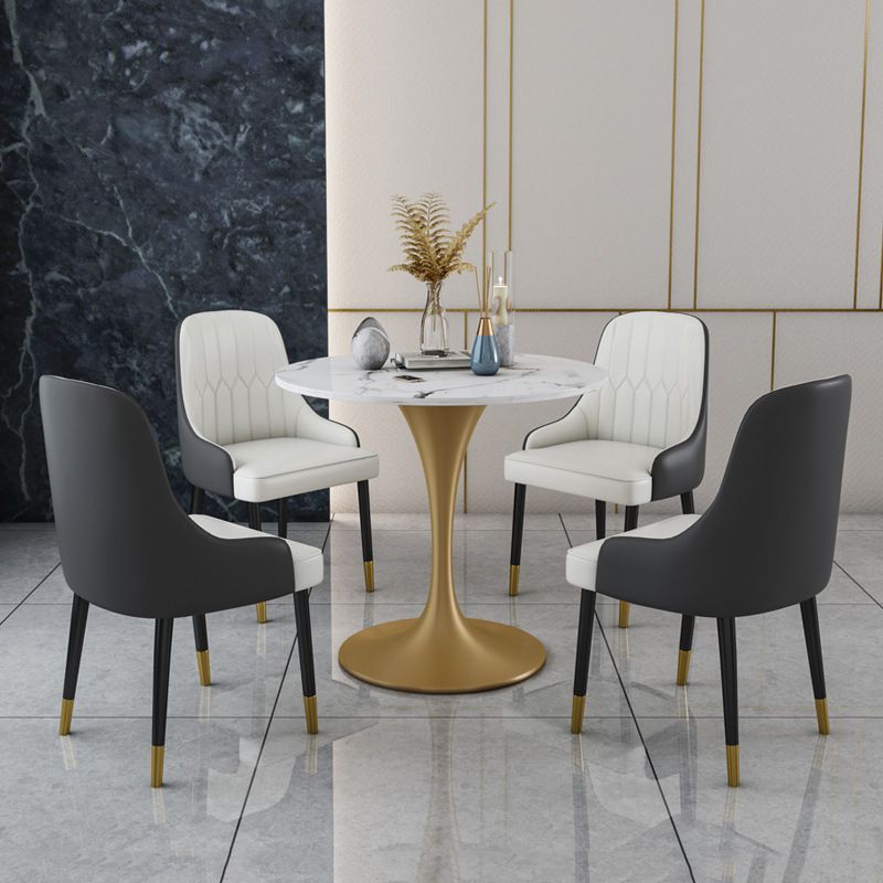 Glam Faux Marble Dining Table Set Round 1/2/4/5 Pieces Dining Set Clearhalo 'Dining Room Sets' 'Dining Tables & Seating' 'dining_room_set' 'furn' 'furn_dining_room_set' 'Furniture' 'Kitchen & Dining Furniture' 1200x1200_1f571ab5-69b8-4213-b71a-009302c3faff