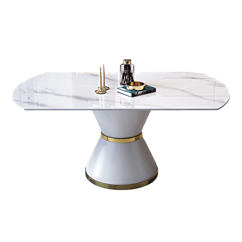 Luxury Round White Stone Top Dining Table with White & Gold Pedestal Clearhalo 'Dining Tables & Seating' 'Dining Tables' 'dining_table' 'furn' 'furn_dining_table' 'Furniture' 'Kitchen & Dining Furniture' 1200x1200_1f578f56-3108-4d71-9fb0-fce7fbee9066
