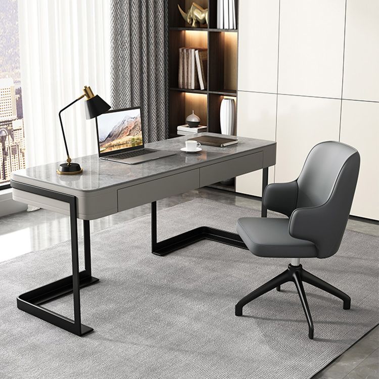 Modern Style 2-drawer Office Desk Sintered Stone Desk for Home Clearhalo 'furn' 'furn_office_desk' 'Furniture' 'Office Desks' 'Office Furniture' 'office_desk' 1200x1200_1f58f108-1ef9-4c46-bc39-6ad891b3fbe6