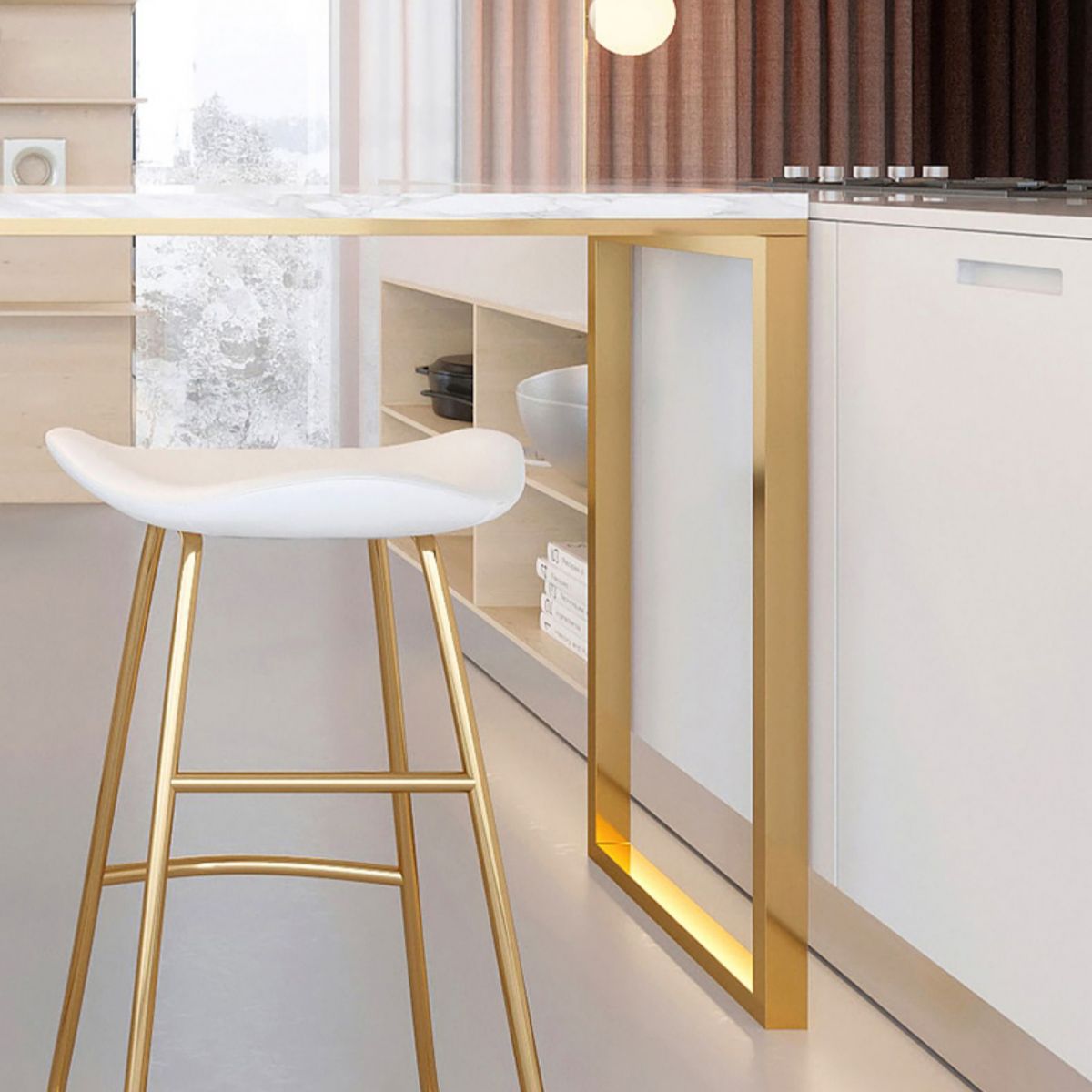 Glam Rectangle Faux Marble Bar Table Double Pedestal Bar Table with 2-Shelf, Only Table Clearhalo 'Bar Furniture' 'Bar Tables' 'bar_tables' 'furn' 'furn_bar_tables' 'Furniture' 'furniture_bar_tables' 'Kitchen & Dining Furniture' 1200x1200_1f59f472-fff4-4269-b678-4644a1b1dc5f