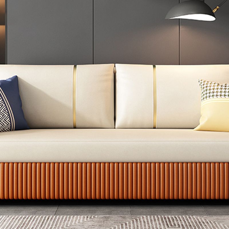 Modern Fucice Donno in pelle Sleeter Impietato Braccia quadrata divano letto in arancione