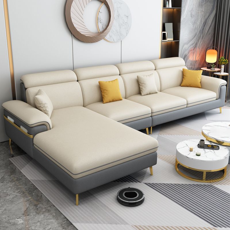 35.4 "H Faux Leather Pillow Top Arm Sofa & Chaise voor woonkamer