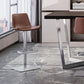 Taburete de bar de cuero giratorio de altura ajustable contemporáneo con reposapiés