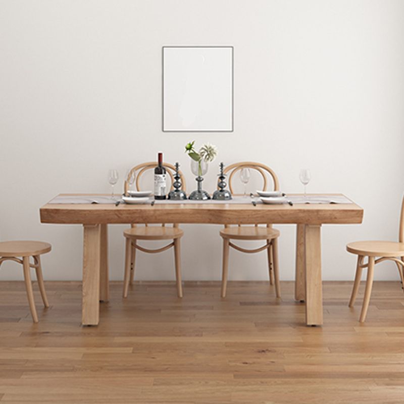 Mesa de comedor rectangular de 4 patas, mesa de madera de estilo moderno para cocina