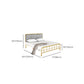 Grey and Gold Open-Frame Bed with Metal Legs Bed Frame Upholstered Headboard