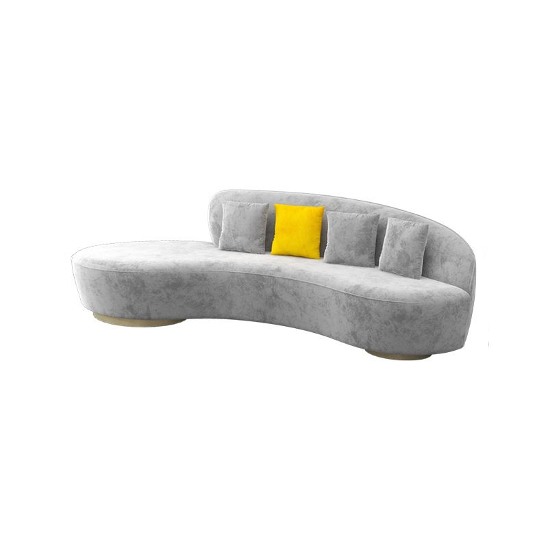 Contemporary Velvet Curved Sofa Armless Tight Back Seating for Living Room