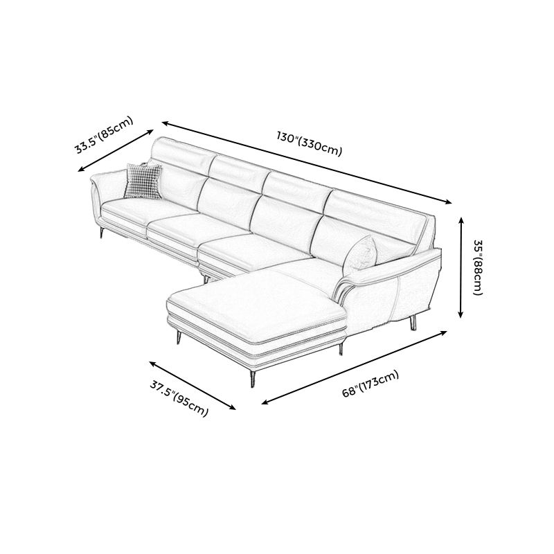 Modern Genuine Leather Sofa High Back Sectional with Pillow Top Arm Clearhalo 'furn' 'furn_sectionals' 'Furniture' 'furniture_sectionals' 'kitchen' 'kitchen_sectionals' 'Living Room Furniture' 'Sectionals' 1200x1200_1f62ccc1-d89d-46e0-951e-35b6948fd908