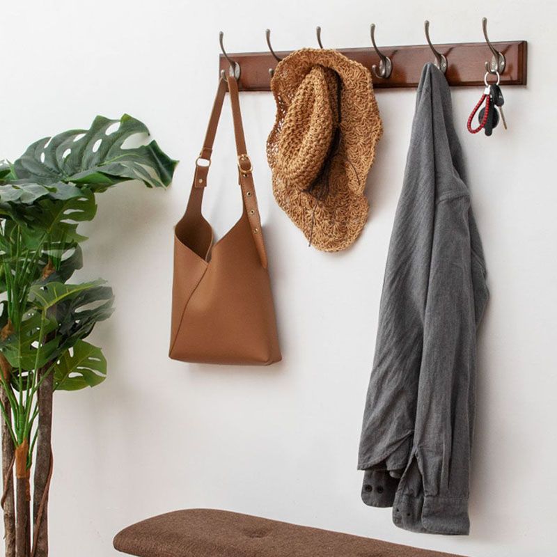 Brown Wooden Coat Hanger Modern Style Minimalist Home Wall Hanging Coat Rack Clearhalo 'Entry & Mudroom Furniture' 'furn' 'furn_hall_tree_coat_racks' 'Furniture' 'Hall Trees & Coat Racks' 'hall_tree_coat_racks' 1200x1200_1f630314-fa09-4590-9b1e-a40896b178a8