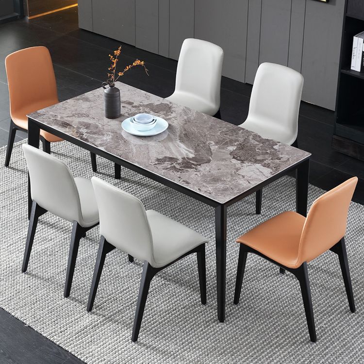 Sintered Stone Grey Tone Table Mid-Century 4 Legs Table for Dining Room Clearhalo ' dining_table' 'Dining Tables & Seating' 'Dining Tables' 'furn' 'furn_dining_table' 'Furniture' 'furniture_dining_table' 'Kitchen & Dining Furniture' 'kitchen&dining_furn' 'kitchen' 'kitchen_dining_table' 1200x1200_1f6374cc-c2d1-464d-a047-3b59090c9338
