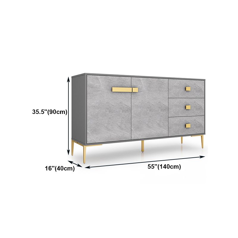 Sideboard in legno ingegnerizzato grigio moderno server da pranzo a scaffalatura regolabile per soggiorno
