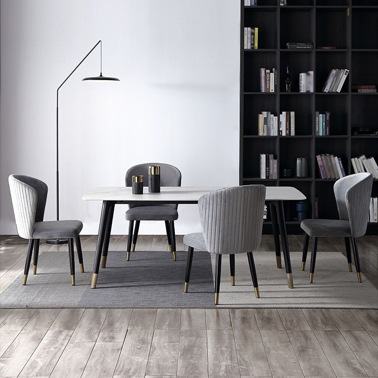 Traditional Luxury Dining Table Rectangle Sintered Stone 4 Legs Dining Table with Black Frame Clearhalo ' dining_table' 'Dining Tables & Seating' 'Dining Tables' 'furn' 'furn_dining_table' 'Furniture' 'furniture_dining_table' 'Kitchen & Dining Furniture' 'kitchen&dining_furn' 'kitchen' 'kitchen_dining_table' 1200x1200_1f649289-9772-4308-ba11-f01254e47b19