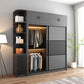 Modern Sliding Door Wardrobe for Bedroom Gray Manufactured Wood Cabinet