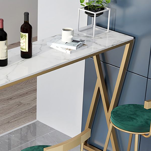 Nordic Style Rectangle Bar Counter Table Sintered Stone Dining Table with Metal Legs Clearhalo 'Bar Furniture' 'Bar Tables' 'bar_tables' 'furn' 'furn_bar_tables' 'Furniture' 'furniture_bar_tables' 'Kitchen & Dining Furniture' 1200x1200_1f6783d2-d5d8-4330-a414-987215b68089