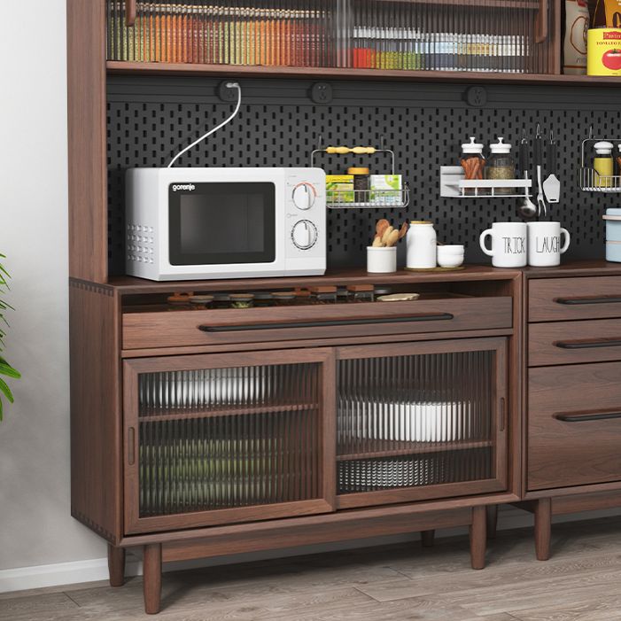 Glam Solid Wood Sideboard Glass Doors Dining Server for Kitchen Clearhalo 'buffet_sideboard' 'Buffets & Sideboards' 'furn' 'furn_buffet_sideboard' 'Furniture' 'Kitchen & Dining Furniture' 1200x1200_1f679e7e-c7dd-406b-906e-f77e31dcaabe