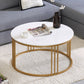 Glam Style White Round Coffee Table with Marble Top and Iron Frame Base Clearhalo 'Coffee & Accent Tables' 'Coffee Tables' 'coffee_tables' 'furn' 'furn_coffee_tables' 'Furniture' 'Living Room Furniture' 1200x1200_1f687430-fb5a-4a35-93ef-b077593734ea