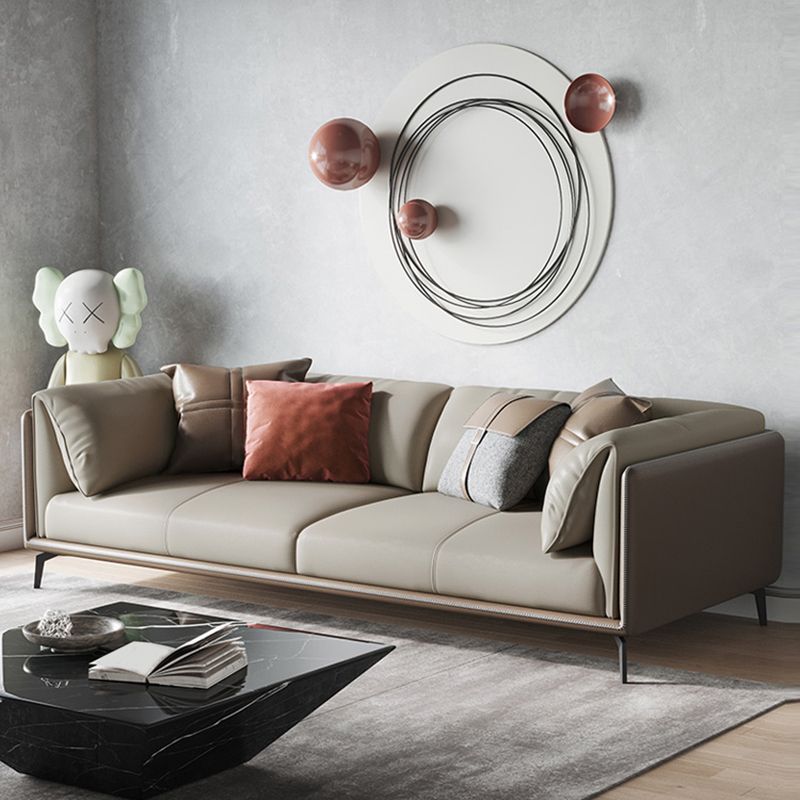 Genuine Leather Pillow Top Arm Sectional Sofa 28.35"High Cushion Back Sofa for Living Room Clearhalo 'furn' 'furn_sectionals' 'Furniture' 'Living Room Furniture' 'Sectionals' 1200x1200_1f68a28b-b2a6-4581-8924-c078ded69036