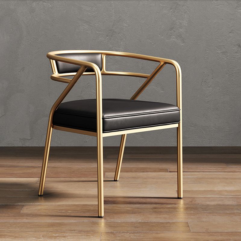 Glam Metal Arm Chair Open Back Dining Side Chair with Upholstered 21.6"x22.8"x29.5" Clearhalo 'Dining Chairs' 'Dining Tables & Seating' 'dining_chair' 'furn' 'furn_dining_chair' 'Furniture' 'furniture_dining_chair' 'Kitchen & Dining Furniture' 1200x1200_1f69ae53-3cf2-4c9f-a14d-bd5481d0bb33