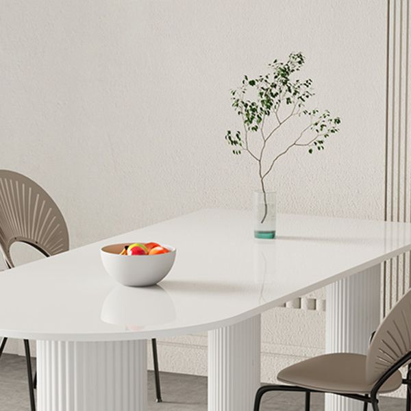 Contemporary White Color Faux Marble Dinner Table with 3 Legs Clearhalo 'Dining Tables & Seating' 'Dining Tables' 'dining_table' 'furn' 'furn_dining_table' 'Furniture' 'Kitchen & Dining Furniture' 1200x1200_1f6a257e-8524-411a-b3ea-575e357f350c