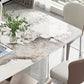 Stone Top Dining Table Rectangle Modern Table with Pedestal Base