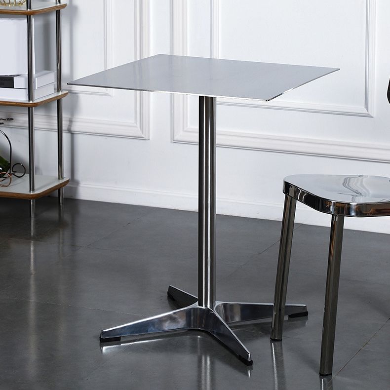 Stainless Steel Industrial Dining Table Pedestal Table for Dinning Room Clearhalo ' dining_table' 'Dining Tables & Seating' 'Dining Tables' 'Furniture' 'furniture_dining_table' 'Kitchen & Dining Furniture' 'kitchen&dining_furn' 'kitchen' 'kitchen_dining_table' 1200x1200_1f6e5df2-3847-48f1-99d9-6905b5186cd8