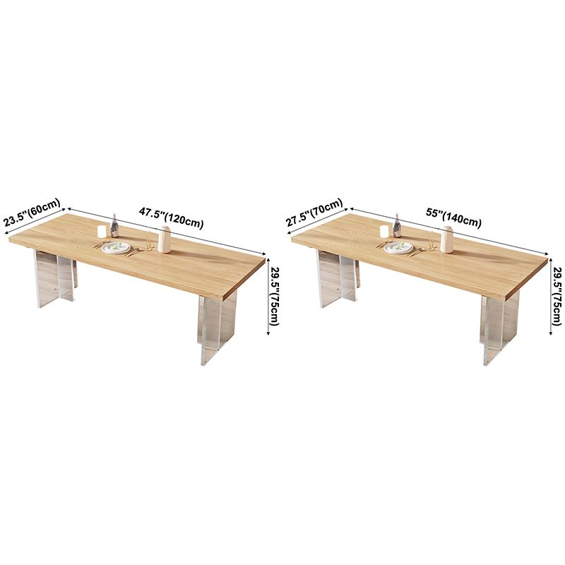 Contemporary Khaki Standard Dining Table Solid Wood Rectangle Dining Table with Double Pedestal Base Clearhalo ' dining_table' 'Dining Tables & Seating' 'Dining Tables' 'furn' 'furn_dining_table' 'Furniture' 'furniture_dining_table' 'Kitchen & Dining Furniture' 'kitchen&dining_furn' 'kitchen' 'kitchen_dining_table' 1200x1200_1f70c744-9734-4a29-88e1-66bd2b59e202