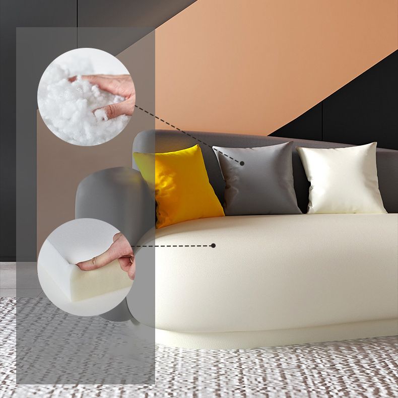 Sofá contemporáneo de brazo cuadrado de cuero de forma gris para sala de estar para sala de estar