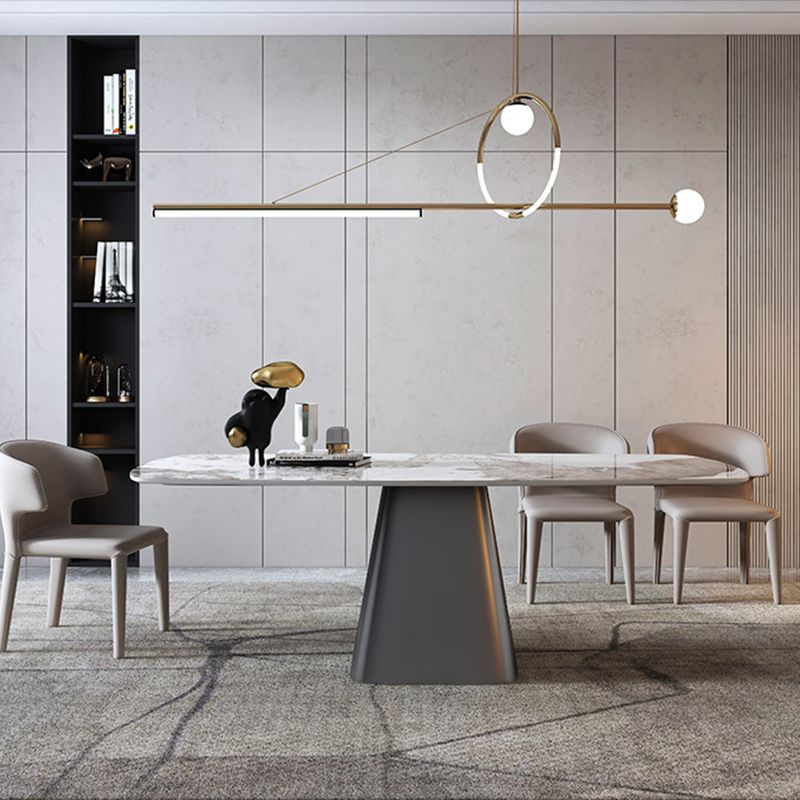 Rectangle Stone Dining Table Contemporary Dining Table with Pedestal Base Clearhalo 'Dining Tables & Seating' 'Dining Tables' 'dining_table' 'furn' 'furn_dining_table' 'Furniture' 'furniture_dining_table' 'Kitchen & Dining Furniture' 'kitchen' 'kitchen_dining_table' 1200x1200_1f727289-095a-4041-af9b-df9a7a4726d7
