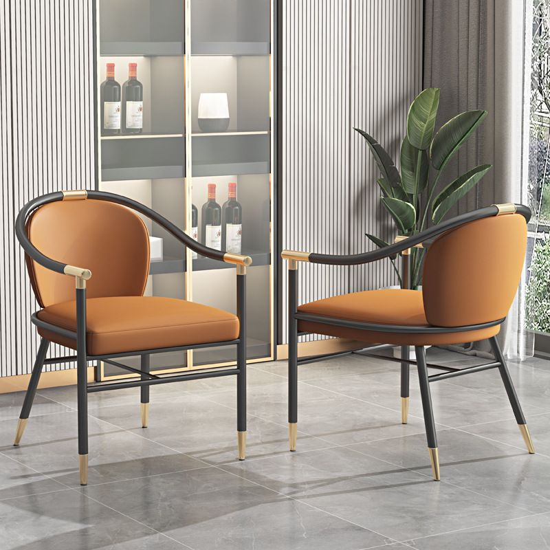 Contemporary Metal Dining Room Chair Arm Upholstered Side Chairs for Home Use Clearhalo 'Dining Chairs' 'Dining Tables & Seating' 'dining_chair' 'furn' 'furn_dining_chair' 'Furniture' 'Kitchen & Dining Furniture' 1200x1200_1f76136f-3cdd-49a3-8130-8363c6d4b0e2