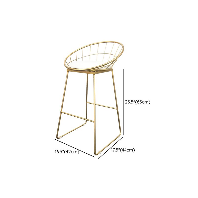 Sgabello da pranzo glam senza braccio sgabello da bar sul retro con base in metallo oro