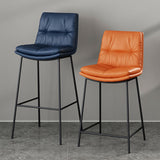 Scandinavian Metal Barstool Faux Leather Counter Stool With Iron 4 Legs