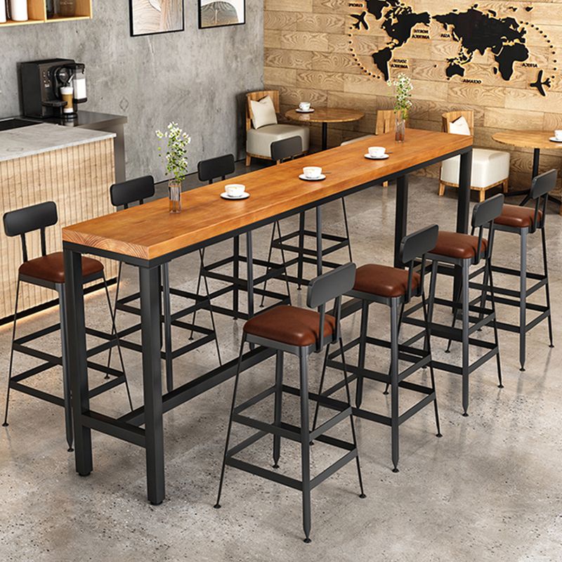 Tavolo da bar in legno in legno marrone chiaro tavolo da pub in metallo industriale