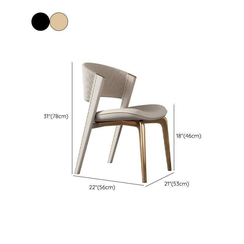Glam Kitchen Dining Side Chair  Open Back Metal Legs Armless Chair