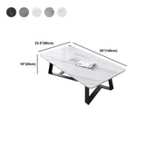 Glam Rectangle Stone Top Cocktail Table with Black Iron Cross Leg