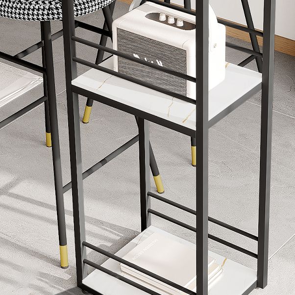 Industrial Black Iron Bar Dining Table Stone Top Rectangle Indoor Bistro Table with Shelf Clearhalo 'Bar Furniture' 'Bar Tables' 'bar_tables' 'furn' 'furn_bar_tables' 'Furniture' 'furniture_bar_tables' 'Kitchen & Dining Furniture' 1200x1200_1f7fbf0d-ece5-469b-9aa3-e524f482821e
