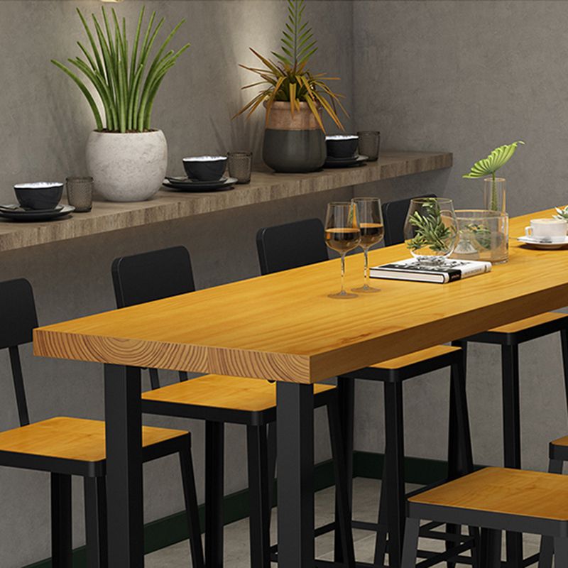 Light Brown Modern Style Bar Table Solid Wood Rectangular Bar Table with Metal Base Clearhalo 'Bar Furniture' 'Bar Tables' 'bar_tables' 'furn' 'furn_bar_tables' 'Furniture' 'furniture_bar_tables' 'Kitchen & Dining Furniture' 1200x1200_1f803db7-b434-4210-a8a1-ffbacf4f7ea8