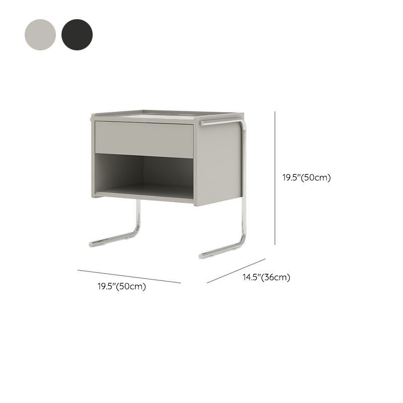 1 Drawer Glass Top Night Table Modern Mirrored Nightstand with Legs .19.7" Tall Clearhalo 'Bedroom Furniture' 'furn' 'furn_night_stand' 'Furniture' 'night_stand' 'Nightstands' 1200x1200_1f80a863-6232-4f2f-a666-f7105794b540