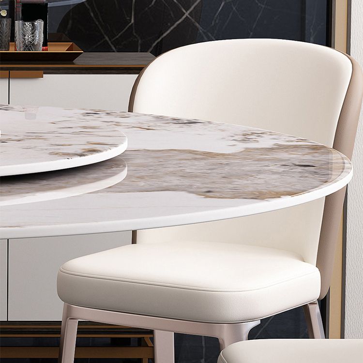 Contemporary Round Pedestal Dining Table Stone Matte Finish Table Clearhalo 'Dining Tables & Seating' 'Dining Tables' 'dining_table' 'furn' 'furn_dining_table' 'Furniture' 'Kitchen & Dining Furniture' 1200x1200_1f81c826-8e59-405f-8127-d198d6616175