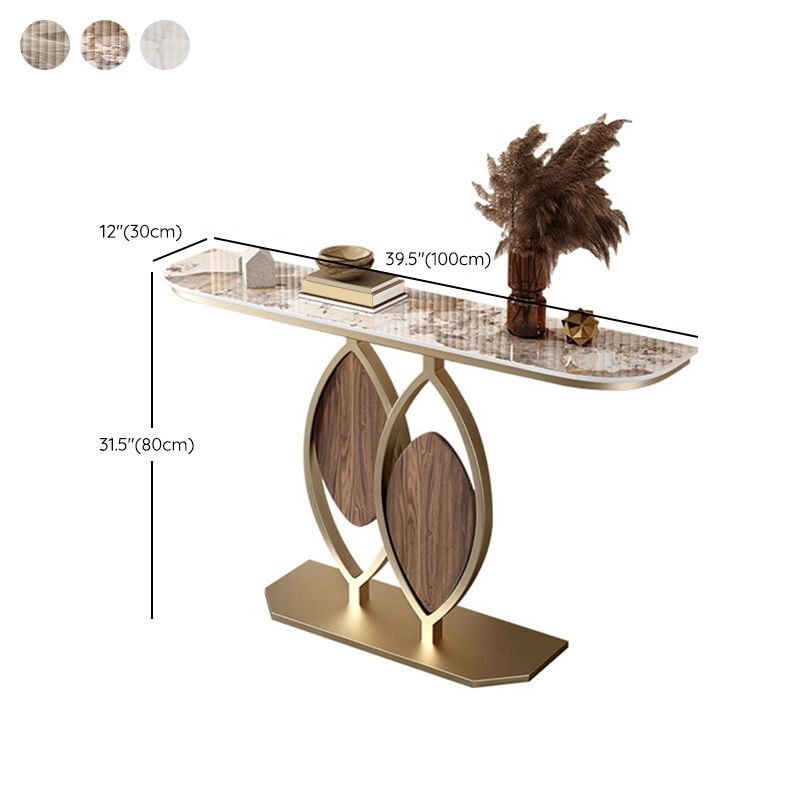 Abstract Base Console Table 31.5" Tall Stone Glam Accent Table with 1 Shelf