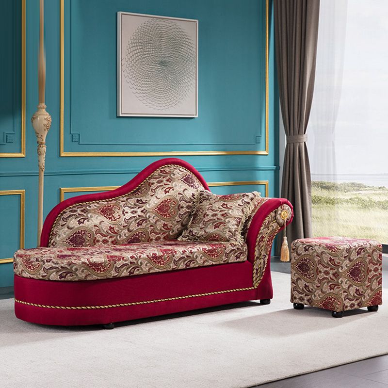 Chaise traditionnelle en bois à un bras, bras évasés rouges pour le salon