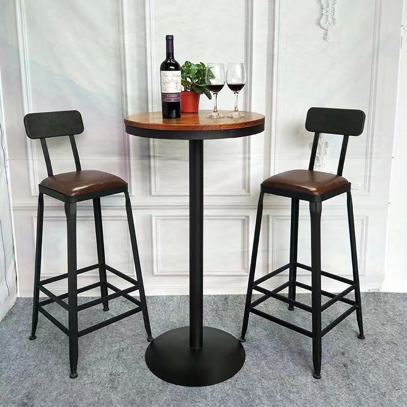 Industrial Brown Counter Stool Leather Square Stool with Black Metal Frame Clearhalo 'Bar Furniture' 'Bar Stools' 'bar_stools' 'furn' 'furn_bar_stools' 'Furniture' 'Kitchen & Dining Furniture' 1200x1200_1f828816-0e6d-4ce1-bb7f-db423d913173