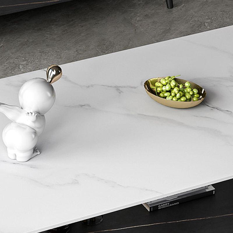 Glam 4 Legs 1 Coffee Table Slate Rectangle Cocktail Table with Shelf