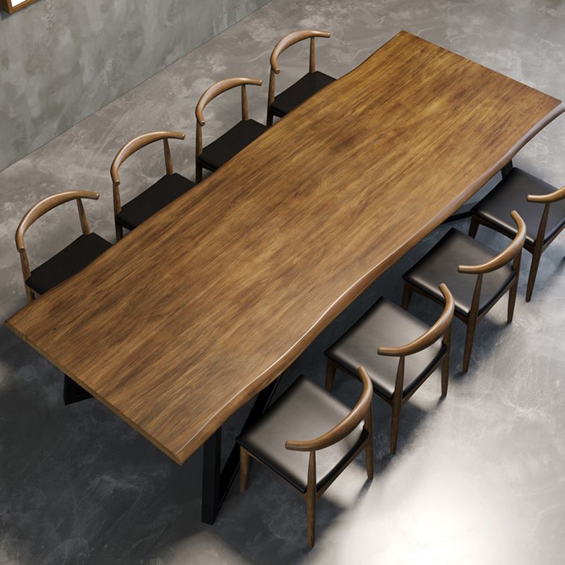 Scrivania rettangolare da ufficio in legno di pino industriale con base in metallo nero