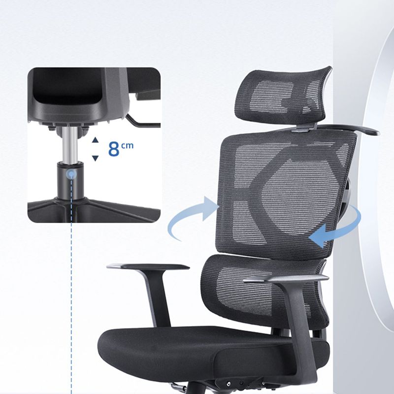 Chaise pivotante noire moderne chaise de bureau de hauteur de siège réglable avec roues