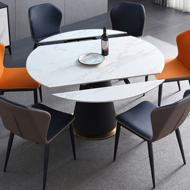 Modern Style Sintered Stone Dining Table White Round Table with Pedestal Clearhalo ' dining_table' 'Dining Tables & Seating' 'Dining Tables' 'Furniture' 'furniture_dining_table' 'Kitchen & Dining Furniture' 'kitchen&dining_furn' 'kitchen' 'kitchen_dining_table' 1200x1200_1f8596a3-35c5-4f45-a0e1-1df7f73fc56a