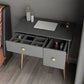 Vanity di trucco in legno/metallo glam con cassetto in grigio per camera da letto